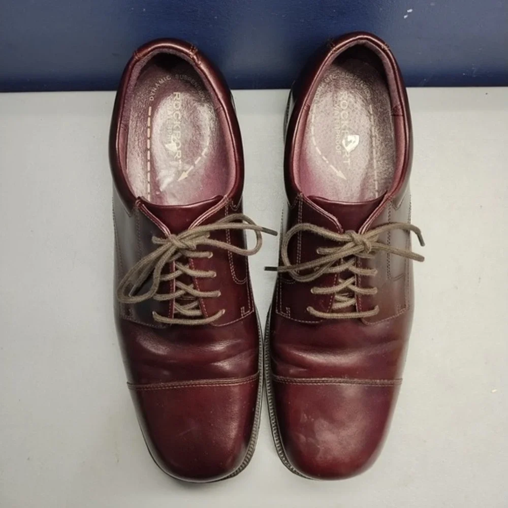 Rockport Ellingwood‎ Oxford Shoes Mens Size 11M Burgundy Leather Waterproof EUC